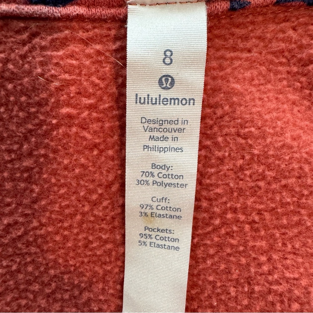 Lululemon Scuba Hoodie Size 8 Orange Blue Floral Print Zip-Up Cotton Blend - Picture 13 of 15